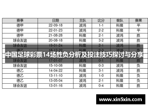 中国足球彩票14场胜负分析及投注技巧探讨与分享